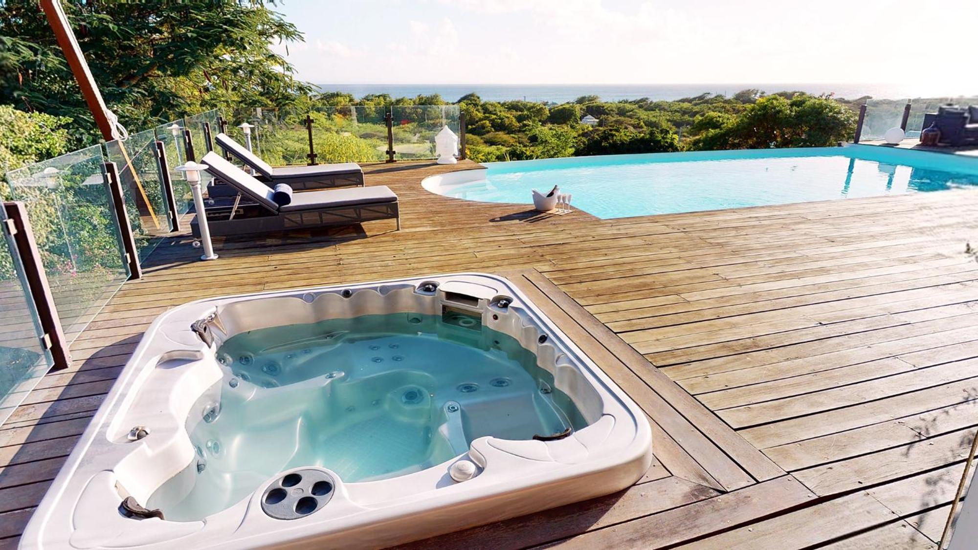 Villa Deluxe L'Hacienda Villa Vue Mer 180 Piscine Jacuzzi Proche Plage Marina Golf Pointe Des Chateaux Et Casino Jardin Clos Voyage Durable Saint-Francois (Grande-Terre) Quarto foto